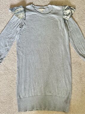Michael Kors sequined shoulder gray sweater dress Large